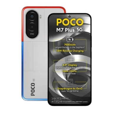 POCO M7 Plus 5G (Chrome Silver, 128 GB) (6 GB RAM) | CrazzyHub